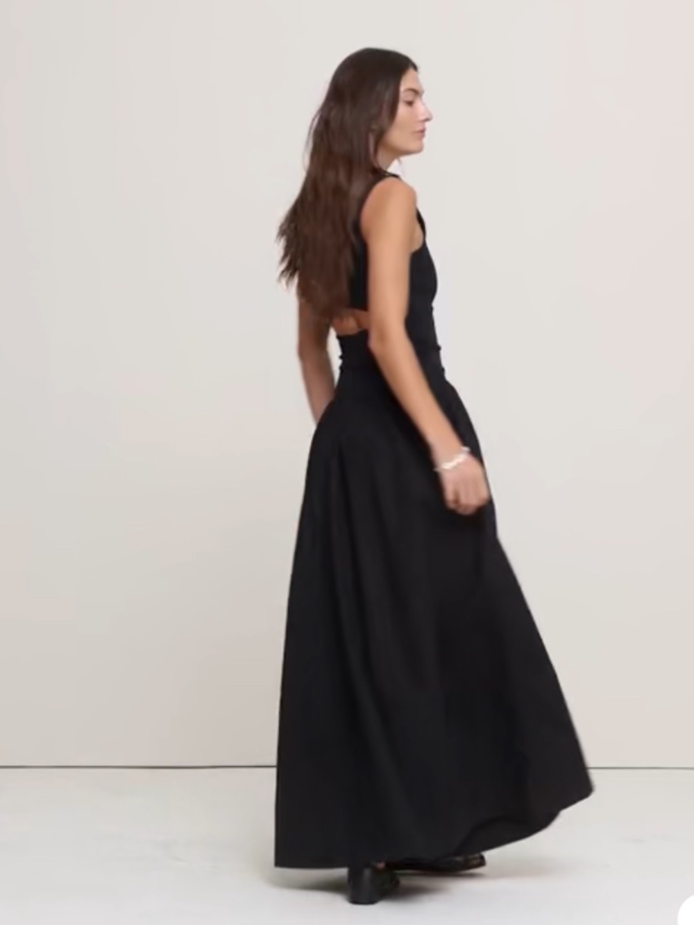 SCULPTED-STRETCH + COTTON POPLIN MAXI DRESS - Picture 5 of 9